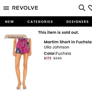 Ulla Johnson Martin Short in Fuscia NWT